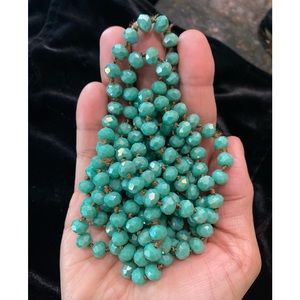 Super long turquoise stone necklace